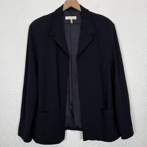 Escada Black Wool Open Front Tailored Blazer Minimalist Luxury EU 44